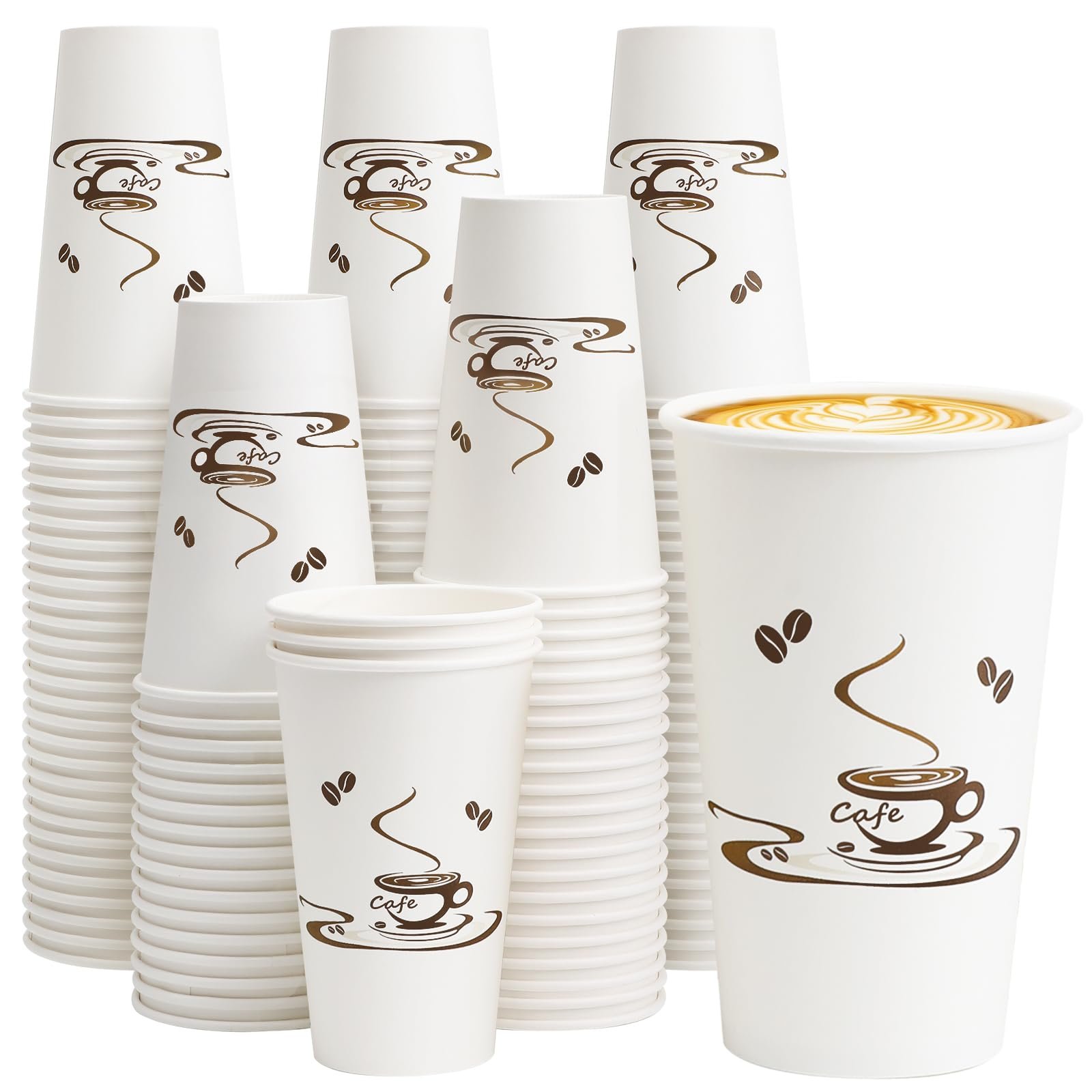 Lamosi Coffee Cups 16 oz 180 Pack, Disposable Paper Cups for Hot or Cold Drinks, Insulated Leakproof Cup for Cafe, Office, hotel and Home - Product Image