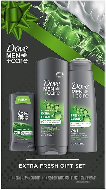 Dove Men + Care Bundle – Extra Fresh Body Wash & 72H Deodorant + Fresh + Clean 2-in-1 Shampoo and Conditioner, Citrus Scent (3 Piece Set) - Product Image