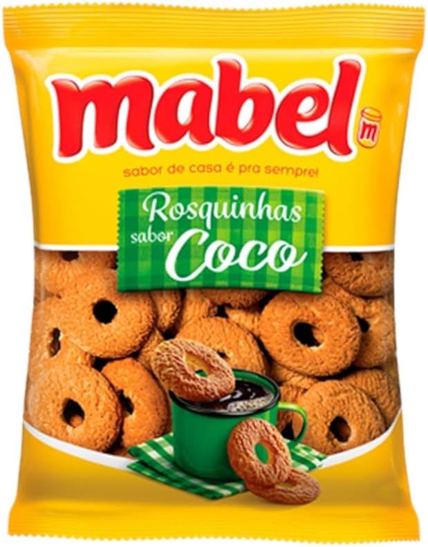 BRAZILIAN CORNER Coconut Cookies Mabel 1.32 Lb | Rosquinhas Sabor Coco Mabel 600g | Fresh & Crunchy Crisp Cookies with Yummy Coconut Flavor | Cookie Snacks for Kids and Adults, Coffee Time and More - Product Image