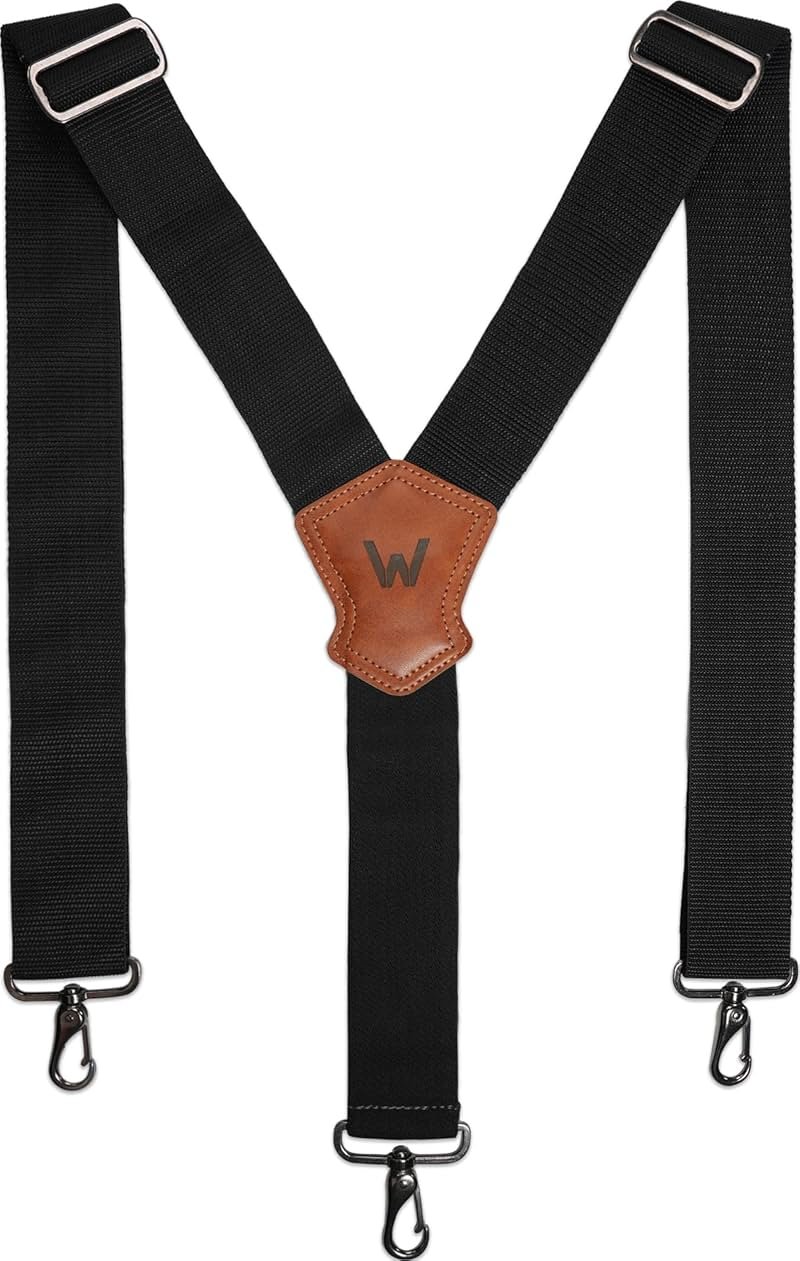 WELKINLAND 2Inch Y-Back Mens Suspenders, Heavy-Duty Suspenders Y Back, Wide Mens Suspender Hooks for Jeans Heavy Duty, Black Men Suspender Pants - Product Image