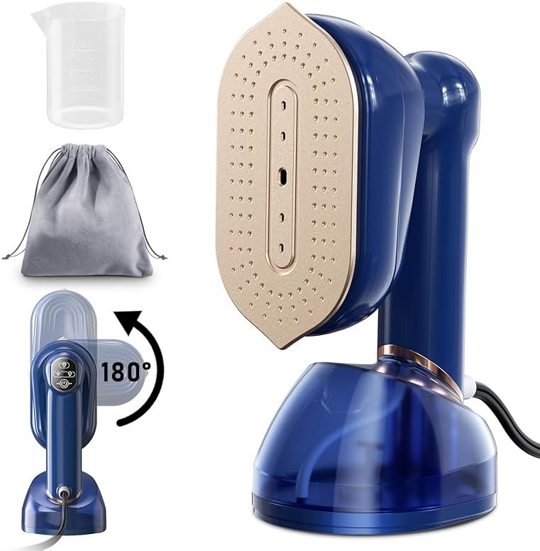 CPWORLD Steamer for Clothes, Travel Steamer & Iron 2-in1, Handheld Clothes Steamer-20s Heat-up, 230ml Large Tank, 180° Rotatable Handle, 1050W Portable Garment Steamer with Storage Bag, Only for 120V - Product Image