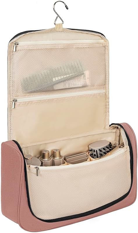WELIDAY Airwrap Travel Case Compatible with Dyson/Shark FlexStyle, Travel Portable Storage Bag with Hanging Hook and Multi-pockets for Hair Curler and Accessories (Front Open Design, Pink) - Product Image