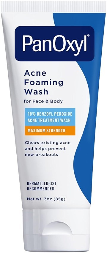 PanOxyl Acne Foaming Wash for face & body Benzoyl Peroxide 10% Maximum Strength Antimicrobial, 3 oz. - Travel Size - Product Image