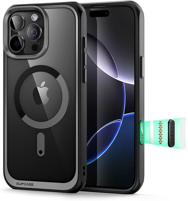 SUPCASE for iPhone 16 Pro Max Case with Camera Control Capture Button (Unicorn Beetle Mag), [Compatible with MagSafe] [Military-Grade Protection] Slim Clear Magnetic Phone Case (Black) - Product Image