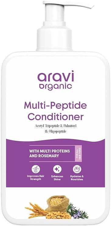 Aravi Organic Multi Peptide Hairfall Conditioner - Acetyl Tripeptide 3, Palmitoyl, Oligopeptide & Rosemary - 6.7 FL Oz / 200 ml - Product Image