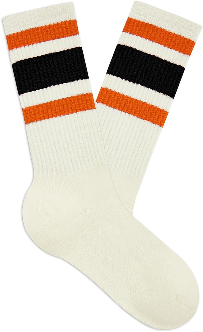 Zando Novelty Striped Retro Vintage Casual Crew Socks for Women - Cotton Sporty Calf Socks - Product Image