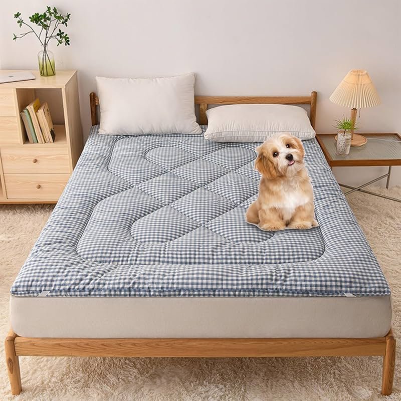 KCCRHIN Japanese Washed Cotton Floor Mattress Soft Thickened Futon Mattress Shikibuton Thick Folding Roll Up Sleeping Pad for Bedroom Guest Camping Lounger Mattress Dormitory Mattress,47*79in/4.4lbs - Product Image