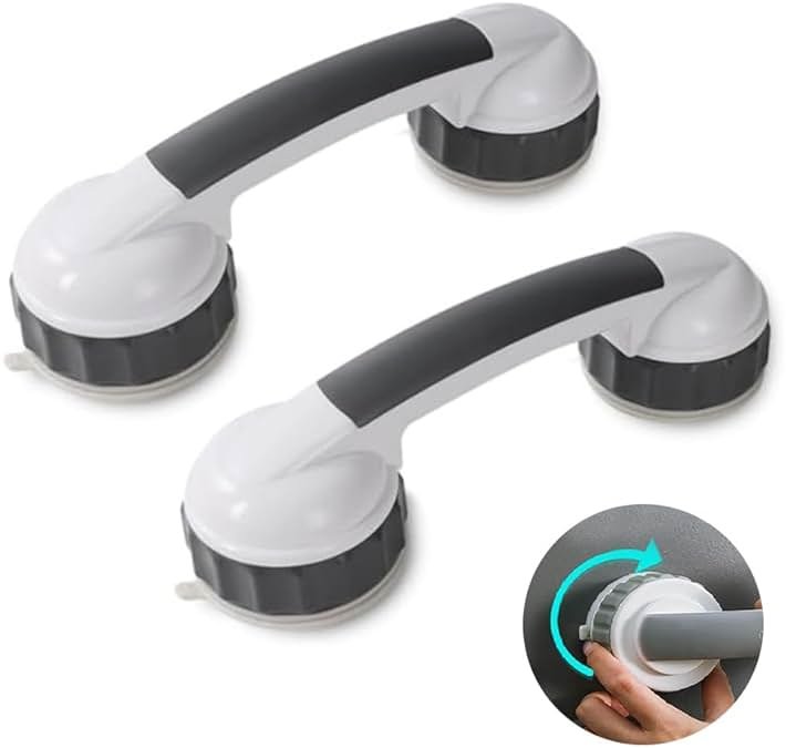 2Pack of 3Inch with Twist for Stronger ADA Shower Handles for Elderly Suction Shower Grab Bars for Seniors Handicap Safety Handrail for Bathtubs Safety Shower Grab Bars - Product Image