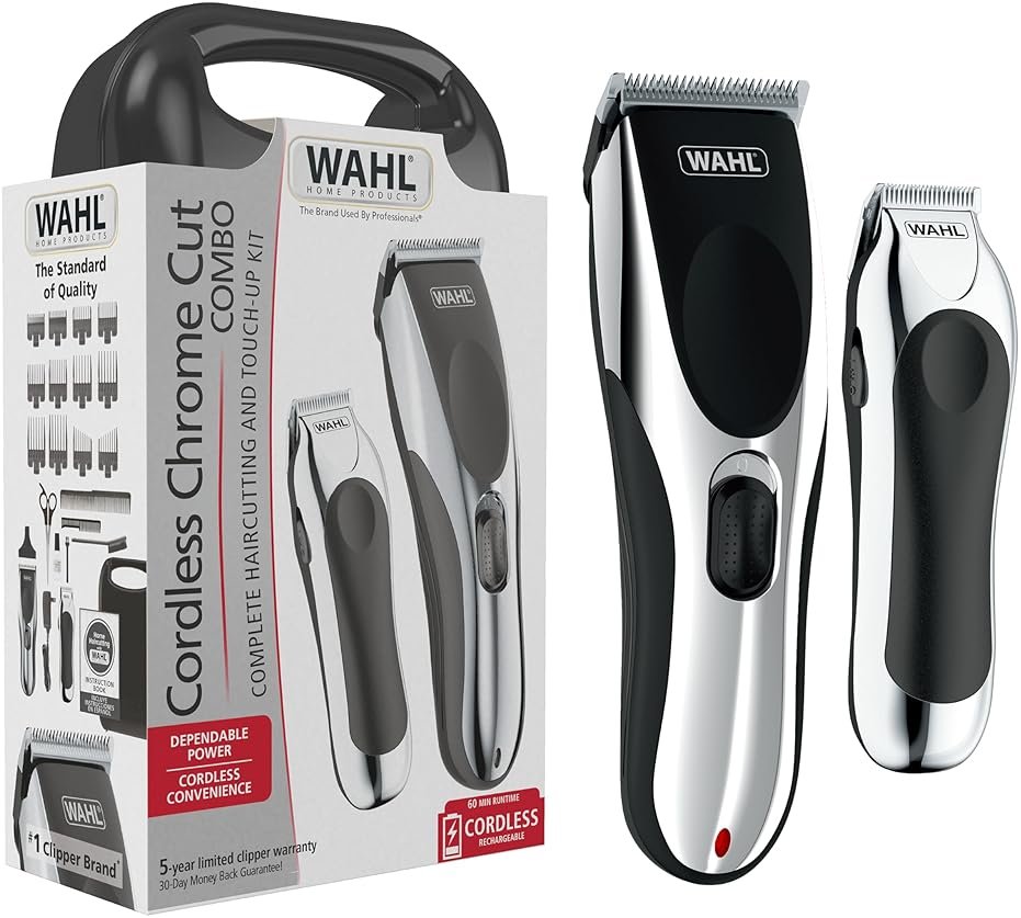 Wahl Clipper Cordless Chrome Pro Hair Clippers for Men and Battery Hair Trimmer Combo for Full Haircuts and Touch-Up Trims – Model 3026590 - Product Image