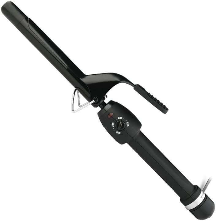 StyleCraft Stay-Temp Black Gold Professional Curling Iron with Extra-Long Thumb Grip, Extended Barrel, Marcel - Product Image