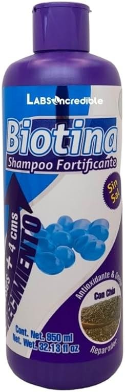 LABS INCREDIBLE Biotina Fortified Shampoo (JUMBO SIZE 32oz). Blueberry Fragrance, with Biotin, Chia, Wheat Germ - Product Image