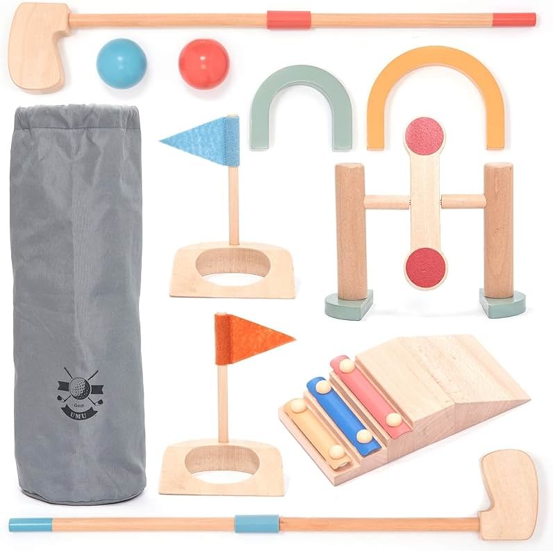 umu® Wooden Mini Golf Set for Kids – 6 Obstacles, Indoor and Outdoor Golf Toy with Balls and Clubs – Creative Learning Toy for Boys and Girls Ages 3 4 5 6 - Product Image