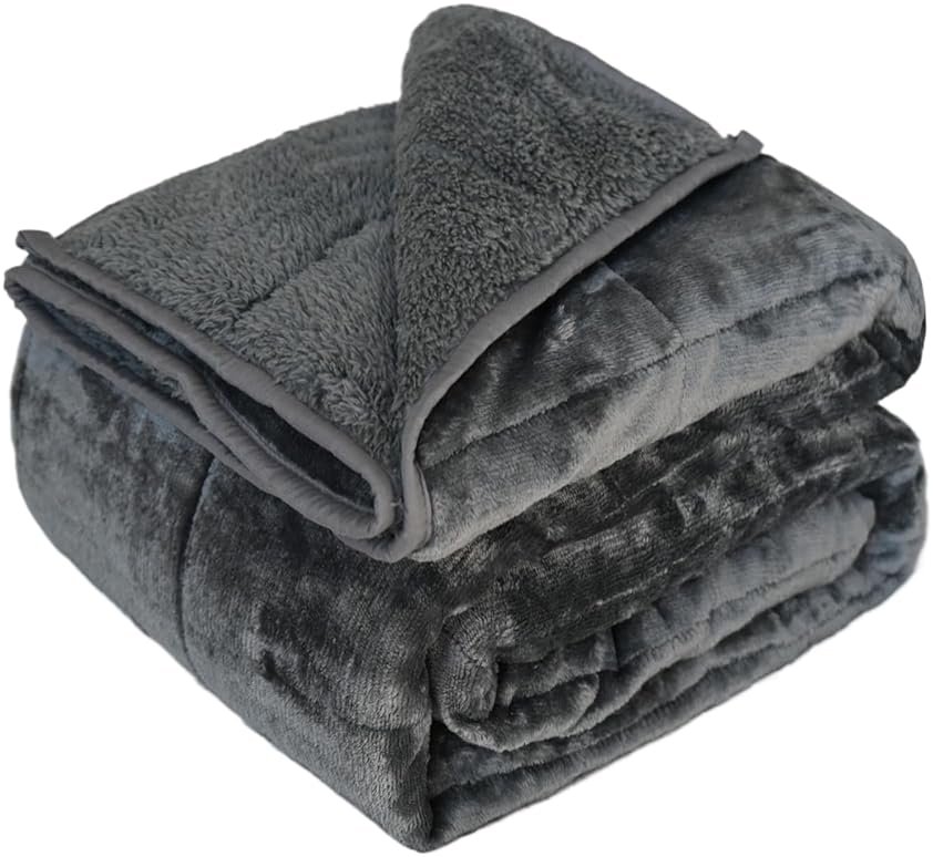 CZZZ Throw Sherpa Weighted Blanket 15 lbs - 60"x80" for Adults, Fleece Fluffy Fuzzy Cozy Plush Washable Heavy Blanket, Super Soft Warm for Queen Full Size Bed in Winter - Product Image