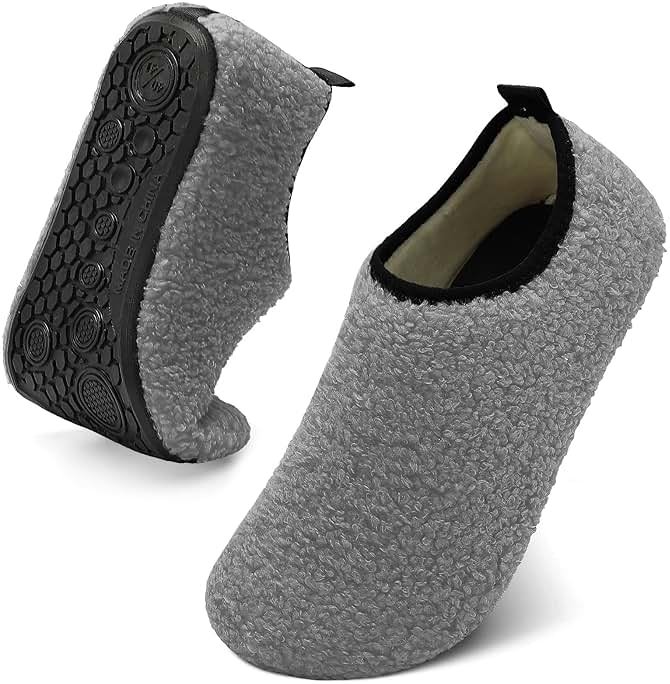 QFH Womens & Mens Cozy House Slippers - Portable Travel Shoes with Flexible Rubber Sole & Soft Velvet Lining - Product Image