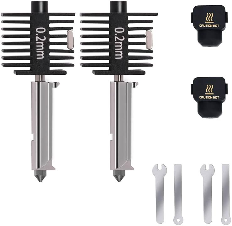 2PCS A1 Mini Upgrade Hotend Kit, 3D Printer Print Head Hot End Heating Block Kit with 0.2mm Hardened Steel Nozzle and Silicone Socks for Bambu Lab A1/A1 Mini - Product Image