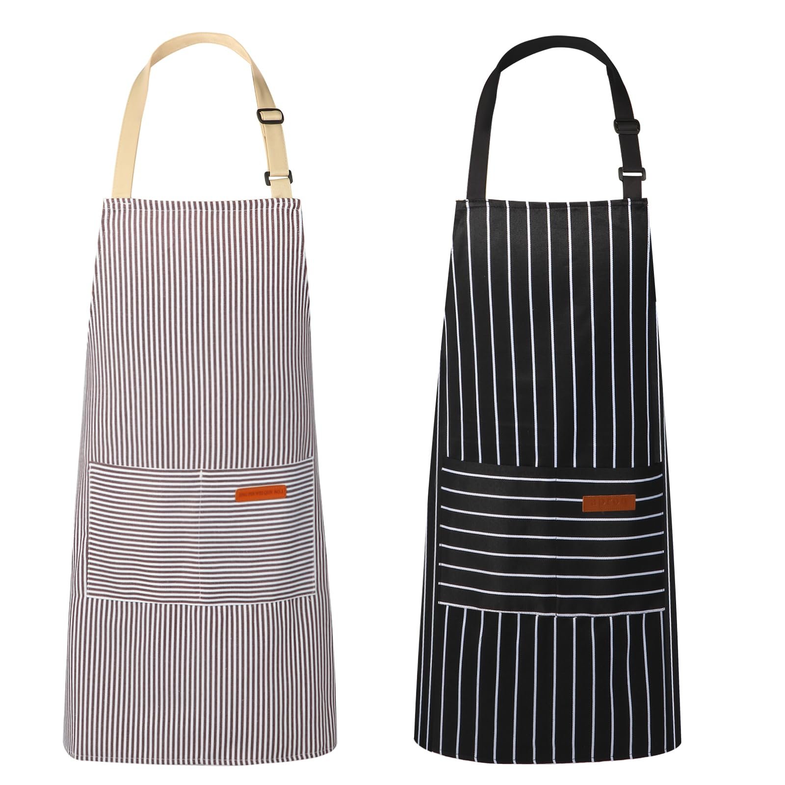 VALOME 2 Pack Kitchen Aprons, Apron for Cooking with 2 Pockets, Unisex Adjustable Neck Strap Chef Aprons for Men Women - Product Image