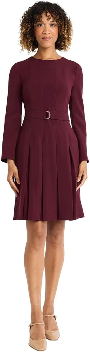 Maggy London Women's Top Stitch Pleated Midi Dress - Product Image