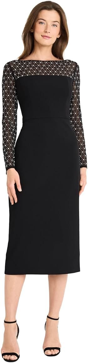 Maggy London Women's Sheath Dress with Heat Fix Illusion Neckline - Product Image