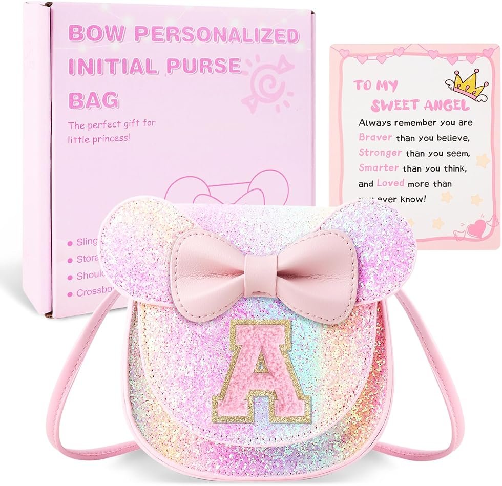 Little Girl Toddler Purse - Cute Mouse Ear Bow Crossbody Bag for 2-8 Year Olds - Birthday Gift - Product Image