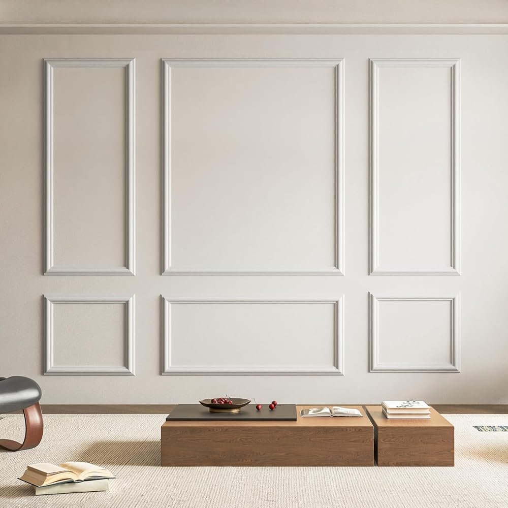 Art3d Pre-Cut Wall Molding Set of 6 pcs, Ready-to-Assemble Wainscoting Panels for Interior Wall Décor Living Room Bedroom Accent Wall - Installed with Glue, 3 Top 3 Bottom - Product Image