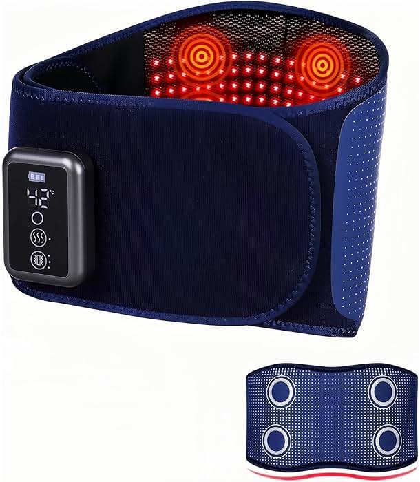 Cordless Back Massager Belt - FSA-HSA Eligible Red Light Therapy Massage Belt with 5 Heating Levels,3 Vibration Modes, Lower Back Massager for Pain Relief Deep Tissue,4 Motors,Battery-Powered (Blue) - Product Image