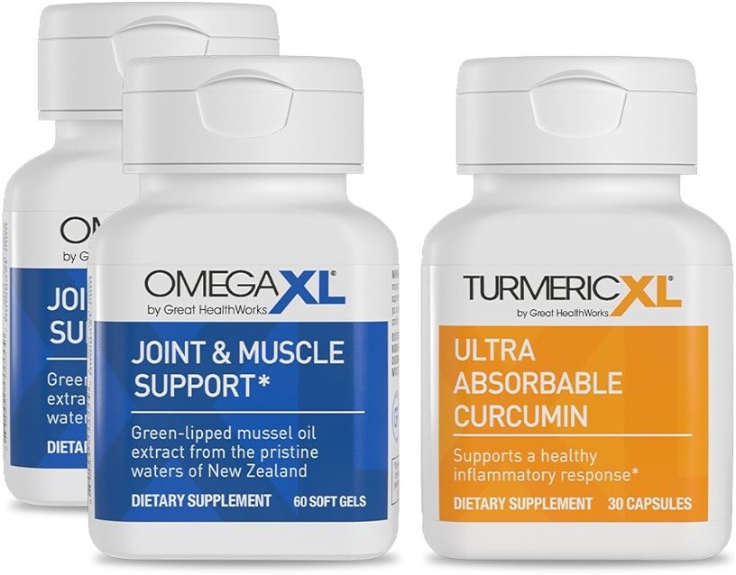 OmegaXL Powerful Joint and Muscle Support Supplement 60 Count (2 Pack) & TurmericXL (30 Count) - Product Image