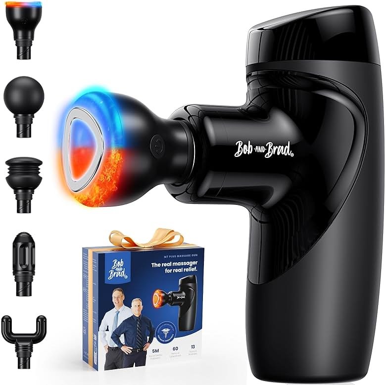 BOB AND BRAD M7 Plus Mini Massage Gun with Heat, FSA Eligible & HSA Approved Deep Tissue Percussion Massager for Back & Neck Stiffness - Portable, Quiet, Ultra-Lightweight - Product Image