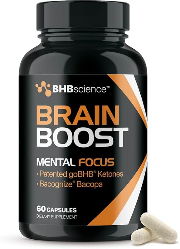 Brain Booster Supplement for Focus - Clinically Validated Nootropics Brain Support Supplement with Bacopa Monnieri Extract & Patented goBHB for Cognitive Support - 3rd Party Tested (30 Servings) - Product Image