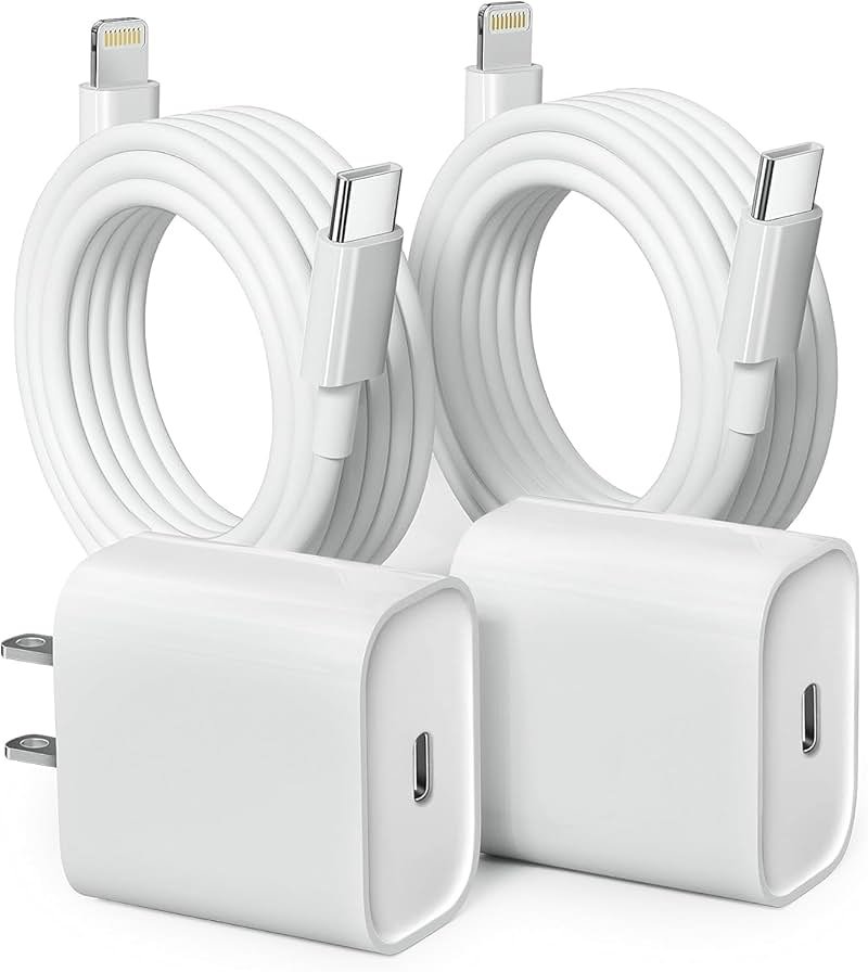 20W PD USB C Fast Charging Block for iPhone, 2 Pack Type C Wall Charger Block with 6FT USB C to Lightning Cable Compatible for iPhone 14/14 Pro Max/13 Pro/13/12 Mini/12 Pro Max/11 Pro Max/Xs - Product Image