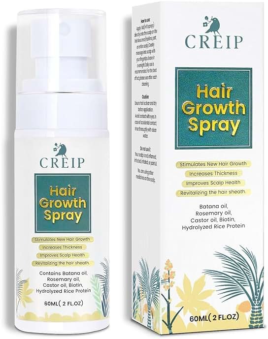 Natural Hair Growth Oil Spray: Natural Formula with Batana, Castor and Rosemary Oil, Rice Water, and Biotin for Women and Men - Product Image