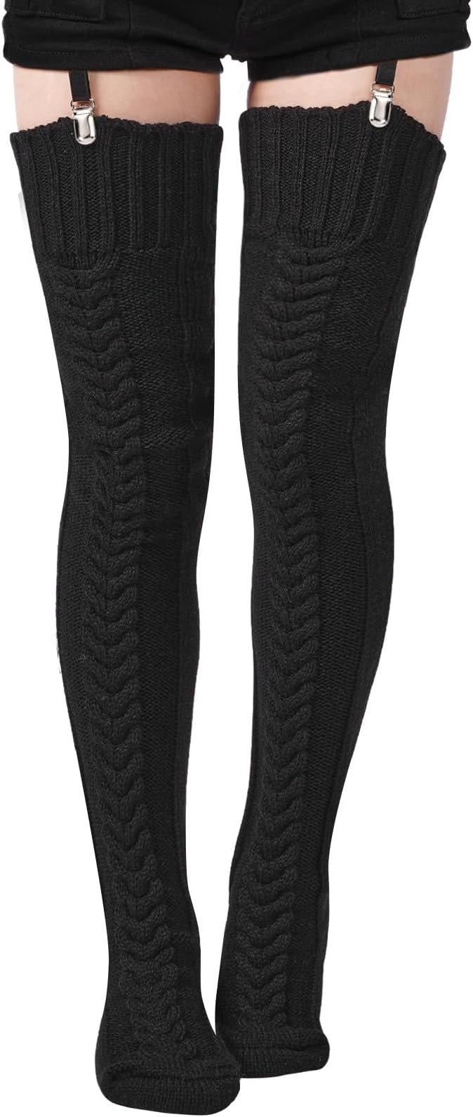 Moon Wood Women's Thigh High Socks Extra Long Winter Stockings Thick Cable Knitted Socks Over Knee Leg Warmers - Product Image