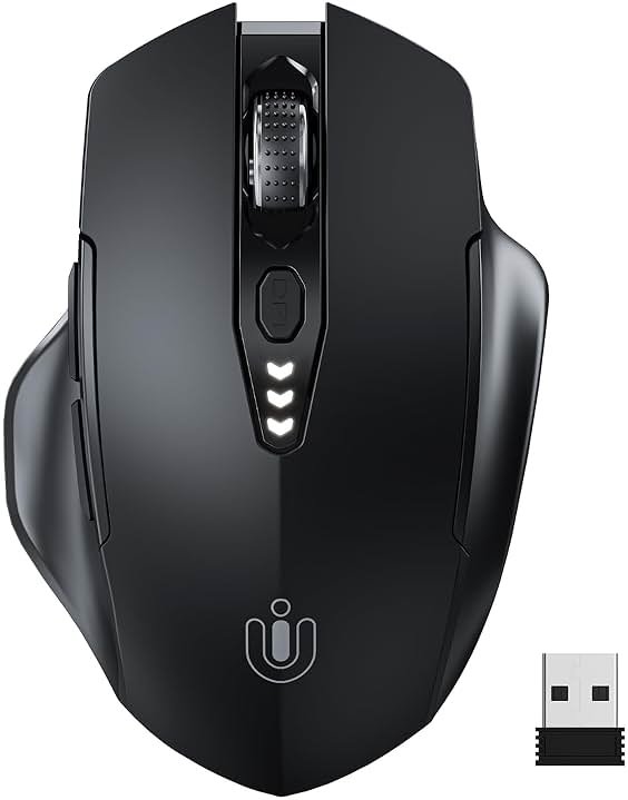Uineer Wireless Mouse,Upgraded 2.4GHz Rechargeable (Battery Level Visible) Ergonomic Computer Mouse,4 Levels DPI, Wireless Mice for Laptop Computer(Matte Black) - Product Image
