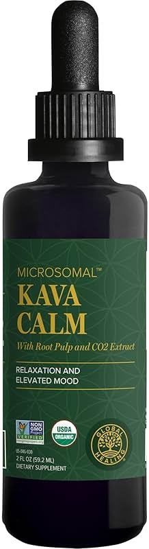 Global Healing Center - Organic Kava Calm - MicroSomal Tech, Pure Kava Drops - Induce Calmness, Particularly Those Involved with GABA - Product Image