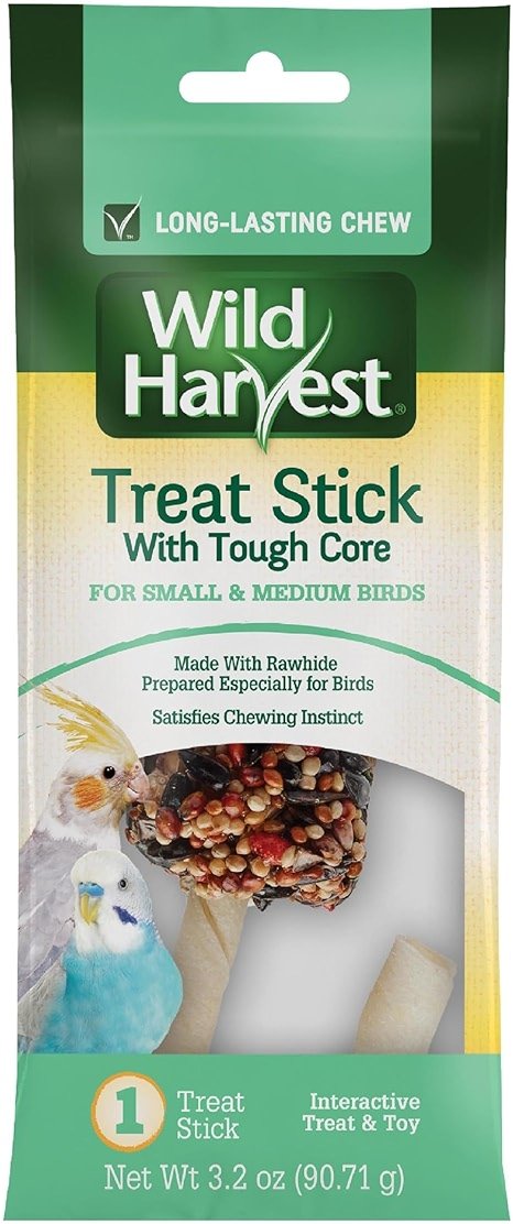 Wild Harvest Treat Stick with Tough Core for Small and Medium Birds, 1 oz Count, 100% Edible Interactive Treat and Toy Made with Rawhide Prepared Especially for Birds - Product Image