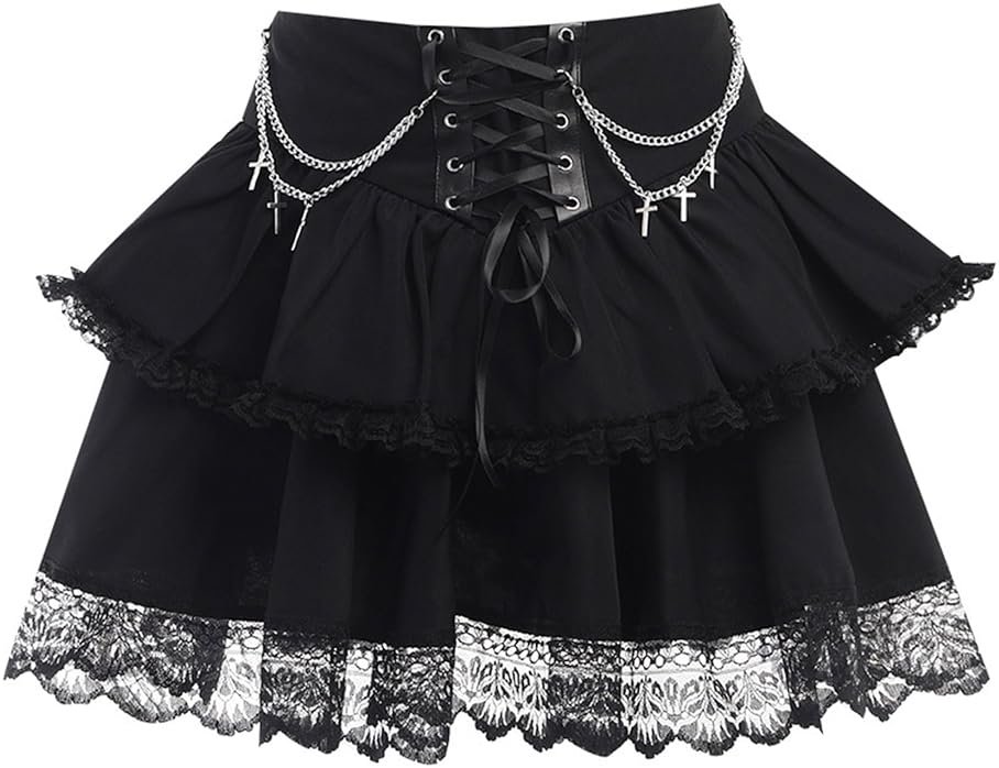 Twfsgirl Gothic Skirts for Women Punk Rave Y2k Emo Fairy Grunge Goth Steampunk - Product Image