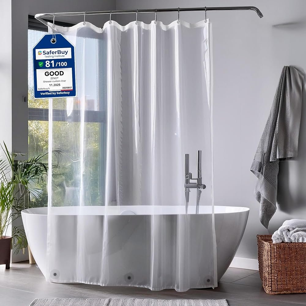 ZENO Clear Shower Curtain Liner – 72" x 72" Premium PEVA Liner with Rustproof Grommets & 3 Magnets – Waterproof, Lightweight Bathroom Curtain Set - Product Image