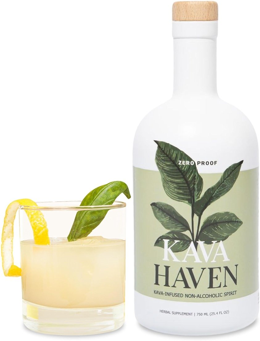 Kava Haven Non Alcoholic Spirit, 750mL Bottle | Kava Kava Drink | Non Alcohol Alternative Spirit for Mixed Drink Recipes | Low Calorie | All Natural | - Lemon Ginger Flavor (17 Servings) - Product Image