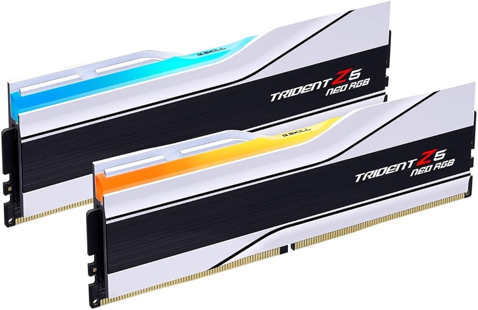 G.SKILL Trident Z5 Neo RGB Series DDR5 RAM (AMD EXPO) 32GB (2x16GB) 6400MT/s CL30-39-39-102 1.40V Desktop Computer Memory U-DIMM - Matte White (F5-6400J3039G16GX2-TZ5NRW) - Product Image
