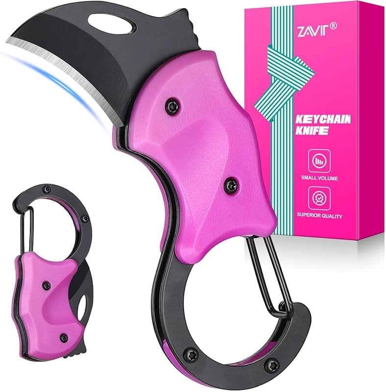 ZAVIT Womens Gifts for Christmas, Keychain with Box Cutter Pocket Knife,Christmas Stocking Stuffers for Women Mom, Birthday Gifts Idea for Mom Wife, EDC Gadgets for Everyday Carry, P-ink - Product Image