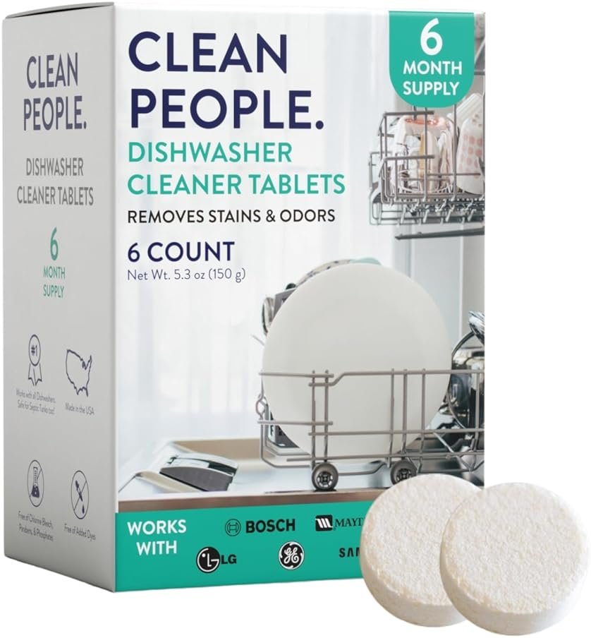 The Clean People Dishwasher Cleaner - Dishwasher Cleaner Tablets for Removing Limescale, Mineral Buildup, Grease & Odors - 6 Count, Citrus Scent - Product Image