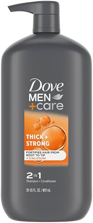 Dove Men+Care 2-in-1 Shampoo + Conditioner Thick + Strong for Fortifying Hair from Root to Tip, with Calcium, 31 oz - Product Image