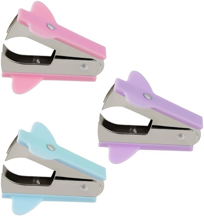 3 Pack Staple Remover Stapler Puller Remover Stapler Remover Tool for Home Office School Office Staple Removers Staple Removal Set Pinch Jaw Style Staple Remover Tool (Pink Purple Green) - Product Image