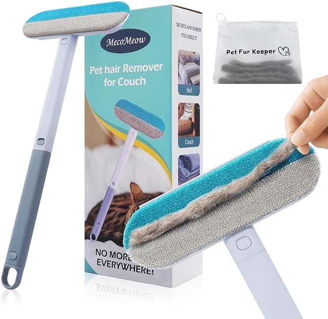 MecoMeow Pet Hair Removal Brush for Couch, Durable, Reusable, Washable Lint Cleaner for Dog and Cat Hair, Gentle on Furniture, Effective on Carpets, Clothing, Bedding-Basic - Product Image