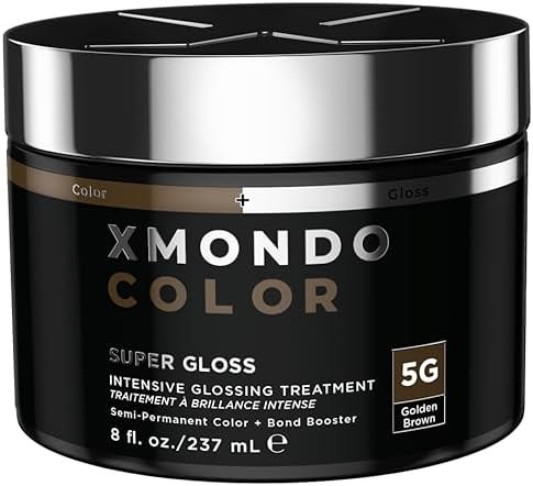 XMONDO Color 5G Golden Brown Color Depositing Mask & Glossing Treatment Infused with Bond Boosters for Nourishment, Revitalize & Repair, Vegan Formula, 8 Fl Oz - Product Image