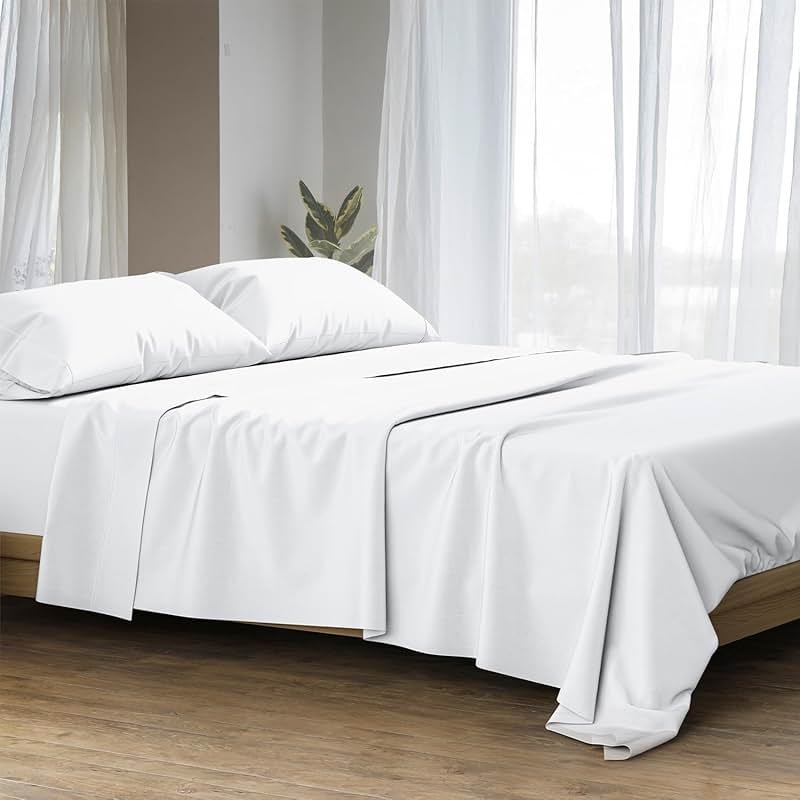 Ashton Sheets Egyptian Cotton Queen Sheets Set - Luxury 1500 Series 100% Egyptian Cotton High Thread Count Sheet (4 PC, White), Soft, Cooling, Sateen, 17" Deep Pocket Sheet Set Prestige Collection - Product Image
