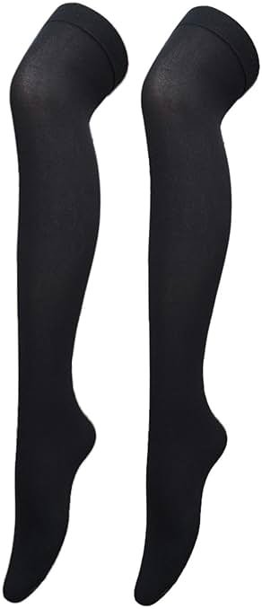 Bestjybt Women's Opaque Stretchy Nylon Over Knee Thigh High Stockings Knee High Costume Boot Socks for Daily Wear Cosplay - Product Image