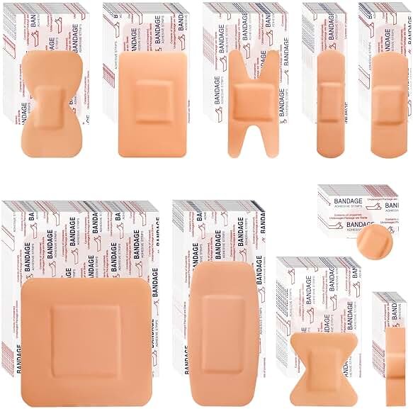 Bandages Variety Pack - 800 Pcs Assorted Bandages Bulk, Large Adhesive Fingertip Bandage, Waterproof Bandage Breathable for First Aid and Protect Wounds (10 Styles) - Product Image