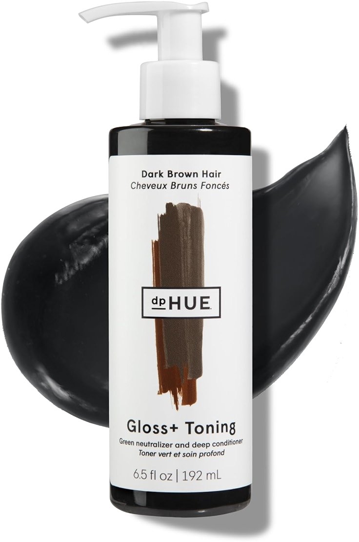 dpHUE Gloss+ Toning, Green - Deep Condition & Neutralize Brass - For Dark Hair, Red Warmth, Dark Brown - Anti-Brass Treatment, Hair Conditioner - Vegan, Leaping Bunny - 6.5 oz - Product Image