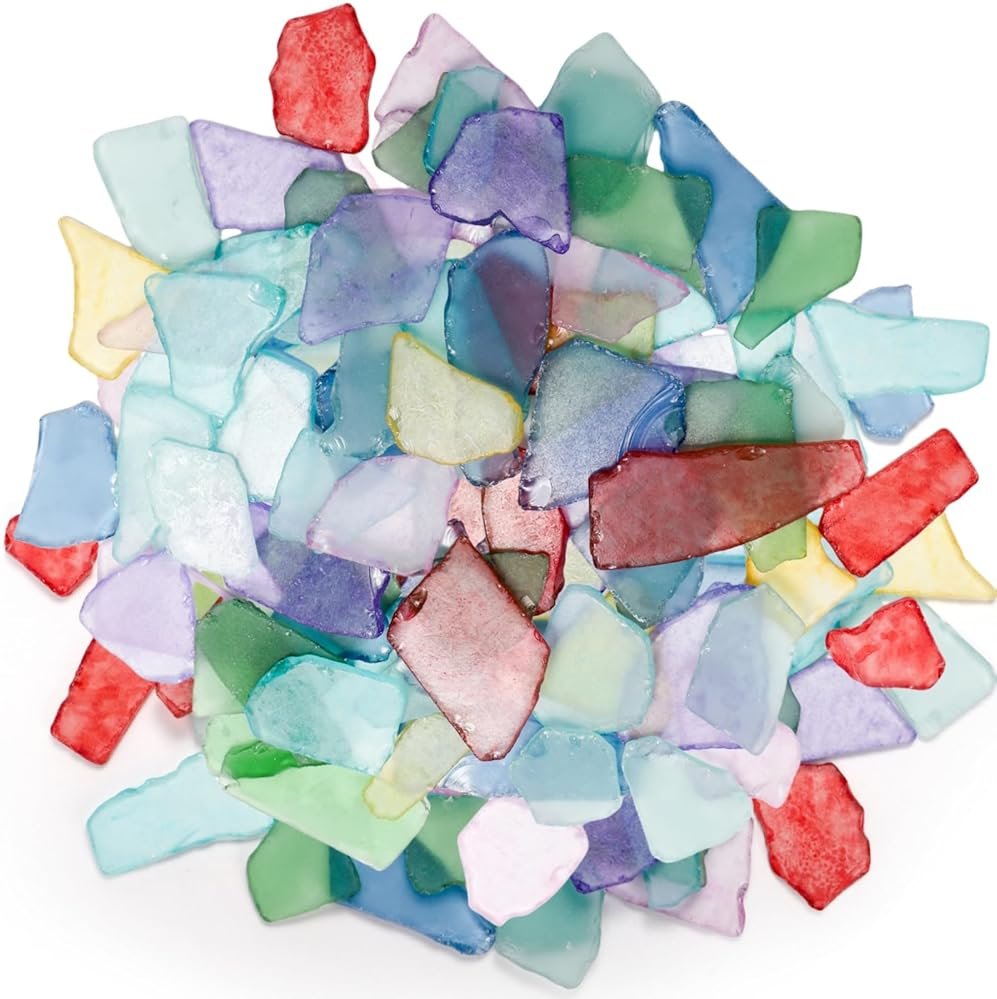 ZAVOOS Sea Glass for Crafts, 32 Oz Crushed Glass Vase Filler Bulk, Mix Rainbow Color Tumbled Seaglass Pieces Flat Frosted Dyed Color Stone for Aquarium Decor DIY Art Craft Supplies - Product Image