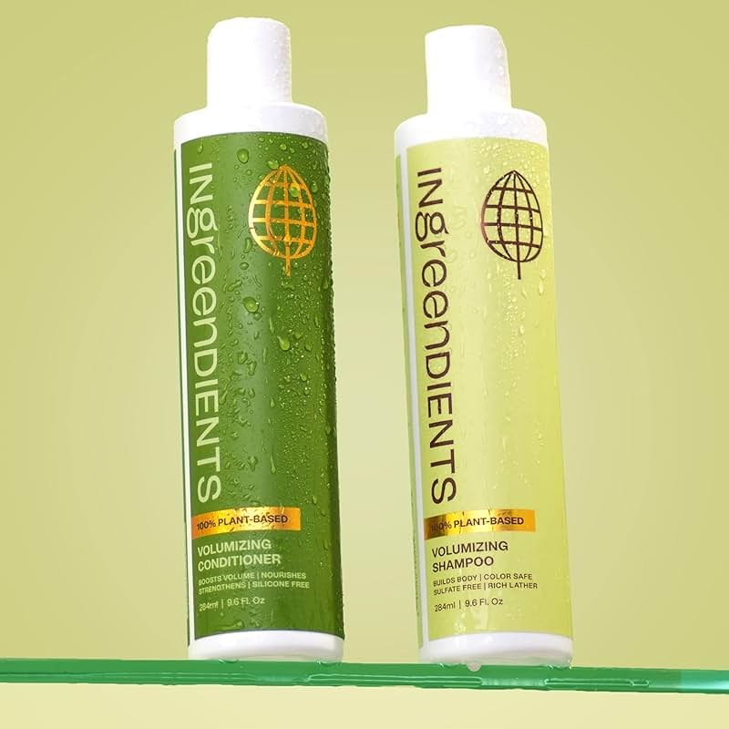 Ingreendients Non Toxic Sulfate Free Volumizing Shampoo & Conditioner with Organic Ingredients For Fine & Thin Hair - Color Safe, Paraben & Gluten Free, Silicone Free, Vegan, Cruelty-Free, pH Balanced - Product Image